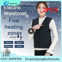 Hunting Jackets 2PCS Washable Heated Vest 5 Heating Zones USB Cold-Proof Waistcoat Infrared Electric Clothing Winter Warmer