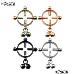 Nipple Rings 2Pc Screw Bell Pendant Fake Ring Women Stainless Steel Fashion Piercing Jewellery Body Round Piercings Bar Drop Delivery Dh8Xa