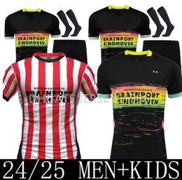 2425 Eindhoven Away Soccer Jerseys 2024 Hazard FABIO Sia psvs Men It Football Shirts Kids Set TOP LANG 7 DEST 8 DE JONG 9 TILLMAN 10 BAKAYOKO 11 PEPI 14