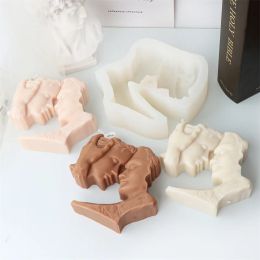 Nordic Human Face Candle Silicone Mould DIY Lover Kiss Sculpture Abstract Candle Gypsum Resin Soap Mould Decor Handmade Art Gift