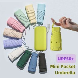 UPF50+ Mini Folding Vinyl Sun Shade Small Pocket Rain Travel Umbrella Ultraviolet Protection Capsule Parasol L2405