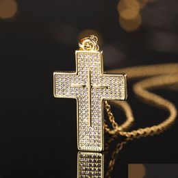 Pendant Necklaces Fashion Jewellery Simple Hip Hop Men Women Couple Gold Zircon Cross Necklace Choker Drop Delivery Pendants Dhgarden Dhxlw