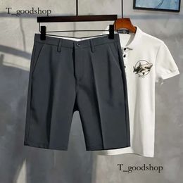 Men Summer Shorts Korean Fashion Business Casual Chino Office Trousers Cool Breathable Clothing Solid Colour Cc7