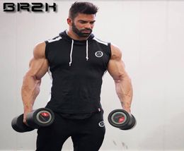 Fitness Men Bodybuilding Sleeveless Muscle Hoodies Workout Clothes Casual Cotton Tops Hooded Tank Tops 2 Color3413182
