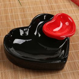 Red Heart Korean Ashtray Living Room Hotel Crafts Decoration Heart-shaped Home Smoke Tray Creative Ceramic Double Heart Ashtray