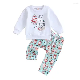 Clothing Sets Infant Baby Girls Boys Christmas Outfits Long Sleeve Santa Sweatshirt Tops Jogger Pants Set Cute Fall Winter Clothes