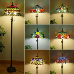 Floor Lamps PLLY Tiffany Lamp American Retro Living Room Bedroom Country Stained Glass