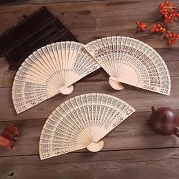 Decorative Figurines Chinese Style Hand Held Folding Fan Wood Art Crafts Gift Dance Custom Po Props Wedding Party Decor