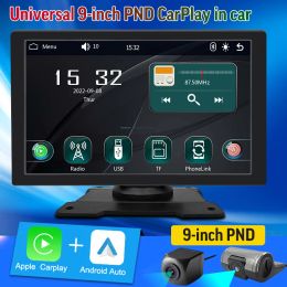 12V Car Monitor Display Rear View Camera 9 Inch Screen Player with Suction Holder Radio for Carplay Android Auto Accessories
