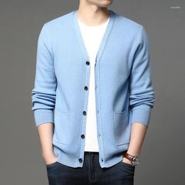 Men's Sweaters Mens Cardigan Autumn Thin Korean Style Knitwear Plus Size Blue Solid Color Button Up Man Casual Outwear Knit Top Xxxl