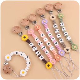 Pacifier Holders Clips# Baby pacifier clip personalized name flower silicone dummy soft cushion chain teeth toy accessories d240531