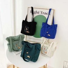 Totes Women's Clutch Large Capacity Ladies Phone Pouch Bear Print Casual Tote Corduroy Handbag Cartoon Shopping Bags Shoulder