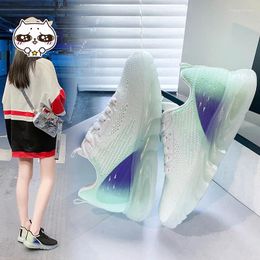 Casual Shoes Summer Breathable Weaving Mesh Air Running Women Sneakers Height Increase Cushion Sport Girls Tennis Shoe