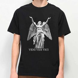 Men's T-Shirts Mens Angel Sculpture T-shirt Retro Fashion Hip Hop Street Clothing Art T-shirt Mens Summer Cotton Pattern Top Mens Clothing J240409