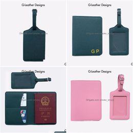 Other Event Party Supplies Vegan Saffiano Leather Passport Er Holder And Lage Tag Set Plane Travel Wedding Bridemaid Gift Custom I Dhcjn