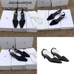 Toteme New Sandals Summer Shoes 2023 Fashion Silk Cat Heel Single Shoes One Line Pearl Belt Slim Heel Sandals for Women Ladies sexy slipper Buckle 3JHF