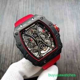 Male RM Wrist Watch Luxury Mens Mechanical Watch Dynamic Personality Watch Fully Hollowed Out the Dial Manufacturing Case Is Made of Tpt Carbon Fib