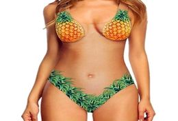 Pine Swimsuit Mesh Monokini Halter Print Summer Beach Bathing Suit Beachwear Cute fruit Swimwear Y2003199765146