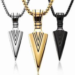 Pendant Necklaces Cool Dormineering Engraved Big V Arrow Necklace Men Anchor For Man Neckless Figaro Chain