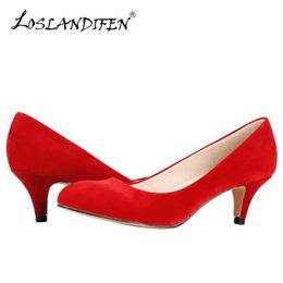 Dress Shoes Women Pumps Sexy High Heels Shoes Flock Pointed Toe Red Wedding Pump Woman Casual Slip-on Dress Shoe 332-1VE H240521