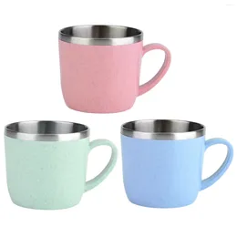 Mugs 220ML Stainless Steel Coffee Cups PP Handle Anti-scalding Milk Mug Portable Tea Drinks Water Cup For Home Office Tumbler