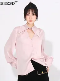 Women's Blouses Eshin Detachable Turn Down Collar Long Sleeve Single Breasted Women Shirt 2024 Spring Fashion Female Blouse TH6566