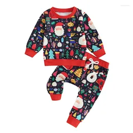 Clothing Sets Toddler Baby Girls Christmas Outfit Print Sweatshirt Elastic Pants Set 2 Piece Long Sleeve Fall Clothes