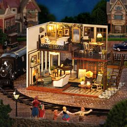 DIY Doll House ama Toys Kids Puzzle Model Handmade Miniature Dollhouse Battery Powered Kits for Children