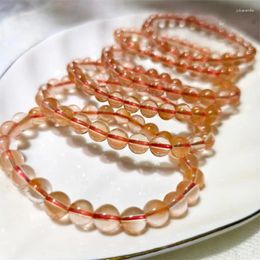 Link Bracelets 7.5MM Natural Red Bracelet Women Charm Simple Circle Healing Reiki Yoga Energy Wrist Jewellery Gift 1PCS