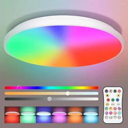 Ceiling Lights 12Inch 24W 3000K-6500K Dimmable RGB LED Low Profile Light With Remote Control For Bedroom Living Room Kitchen