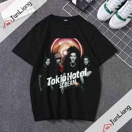 Men's T-Shirts Tokio Hotel Rock Mens and Womens T-shirts Music Novel T-shirts Short sleeved Crewneck T-shirts Printed Clothing S52133