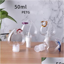 Packing Bottles Wholesale Empty Love Heart Plastic Alcohol Refillable Bottle 50Ml Clear Transparent Pet Hand Sanitizer With Key Ring Dhbsi