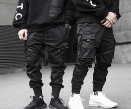New Hip Hop Boys Multipocket Elastic Waist Harem Pant Men Streetwear Punk Trousers Jogger Male Tactical Pants Black Cargo Pants L5196834