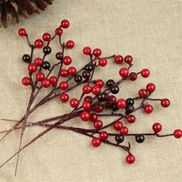 Decorative Flowers Festivals Supplies Christmas Tree Decoration Home Wedding Flower Branch Artificial Pine Cone Red Berry Bouquet Bubble