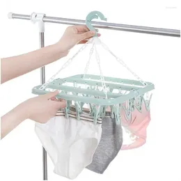 Hangers Household Portable Tools 32 Clips Plastic Drying Rack Storage Folding Hanger Adults Dryer Windproof Organisation Hanging Racks