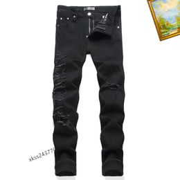 Men's jeans Distressed Ripped Skinny Jean Mens fired patten leg Slim Motorcycle Moto Biker Causal Mens Denim Pants Hip Hop Men C21