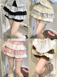 Skirts Summer Pink Korea Casual Cake Skirt Women Patchwork Japanese Kawaii Female Elastic Designer Elegant Party Mini 2024