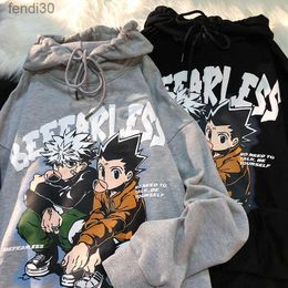 Cute Mens Hoodies x Hunter Womens Pullover Sweatshirt Killua Zoldyck Hisoka 90s Anime Hoodie Streetwear Top 061V