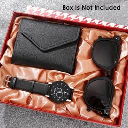 Wristwatches Womens Watches Fashion Watch Wallet Glasses Set Leather Strap Classic Casual Simple Black Ladies Quartz Wristwatch Gifts