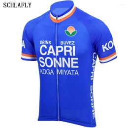 Racing Jackets Blue Orange Cycling Jersey Team Old Style Summer Short Sleeve Bike Wear Road Clothing Schlafly
