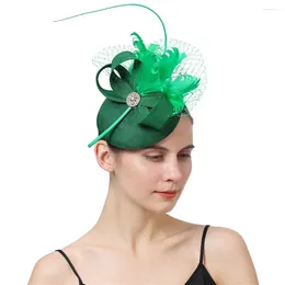 Headpieces Imitation Sinamay Green Fascinator Hat Wedding Bride Headpiece For Cocktail Race Derby Hair Accessoies Ladies Party Pillbox Cap