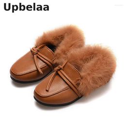 Boots Kids Winter Loafers Girls Warm Casual Shoes Baby Toddler Slip-on Flats Children Soft Hair Leather Fashion