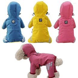 Dog Apparel Raincoat With Hood For Dogs Waterproof Rain Coat Jacket Reflective Strap And Leash Hole Easy To Put On & Off Poncho