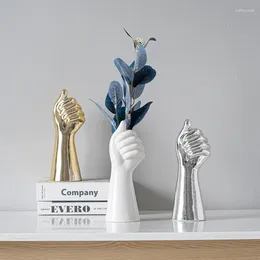 Vases Simple Ceramic Gesture Design Nordic Style Home Ornaments Hand Art Dry Flower Decoration Balcony Living Room Accessories