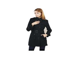 SS Women Fashion England Middle Long Trench Coat Black Double Breasted Belt Slim high Quality Brand Designer Jacket Fit Plus Size 3579865