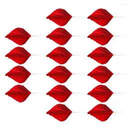 Festive Supplies 16 Pcs Wedding Topper Cake Decoration Decorative Leaf Toppers Leaves 11X5X1CM Red Paper Anniversary Baby