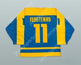 Custom FEDOTENKO 11 UKRAINE NATIONAL TEAM BLUE HOCKEY JERSEY Top Stitched S-M-L-XL-XXL-3XL-4XL-5XL-6XL