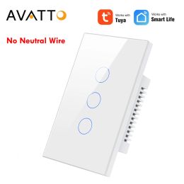 AVATTO WiFi Smart Light Switch No Neutral Wire Required,Tuya Smart Remote Control Smart Touch Switch,Work for Alexa Google Home