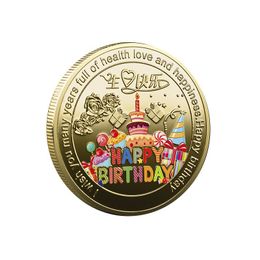 Support lettering Custom birthday coin Happy birthday present Gold plated silver medallion Exquisite workmanship Meaningful color gold coins