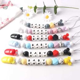 Pacifier Holders Clips# Personalized name of baby pacifier clip cartoon tooth dummy Nipple stand clip chain silicone baby pacifier toy accessories d240521